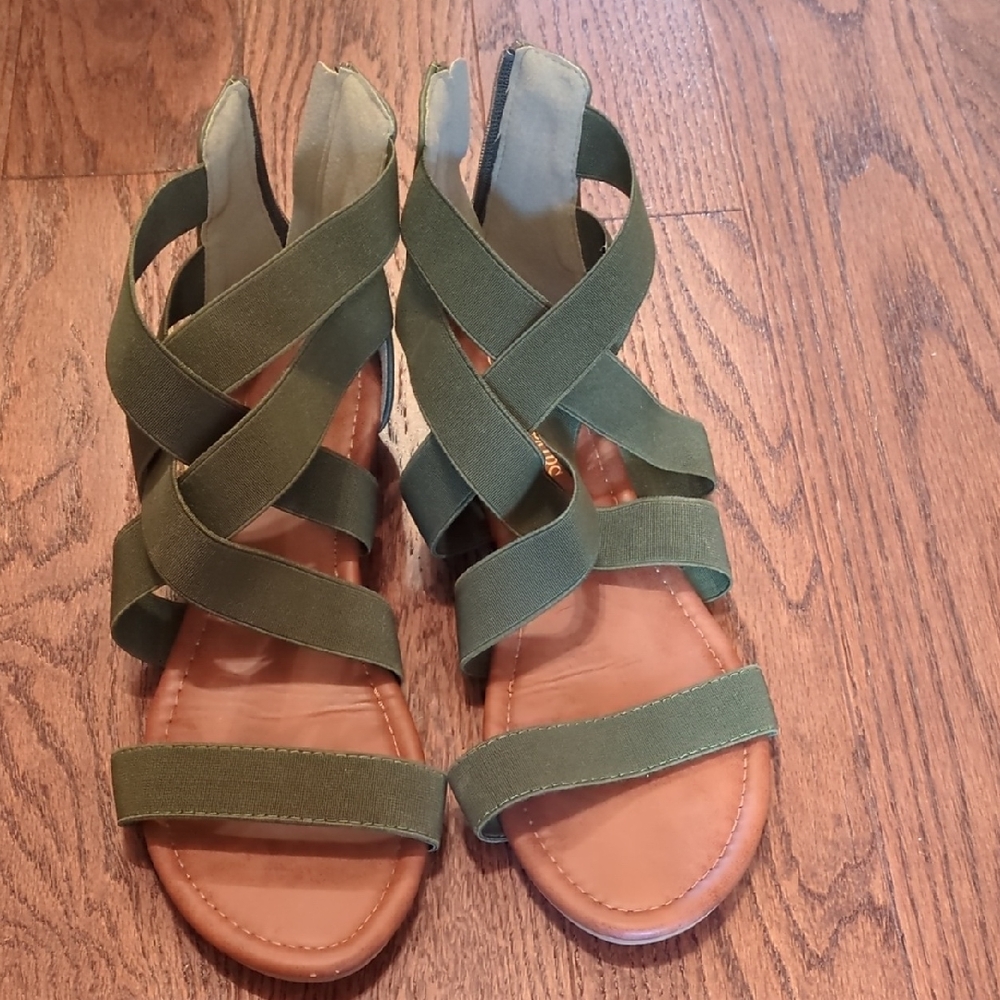 Green Strappy Sandals 9